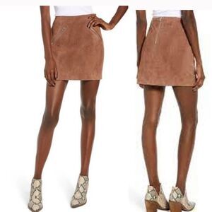 BLANKNYC Leather Suede Miniskirt in coffee bean